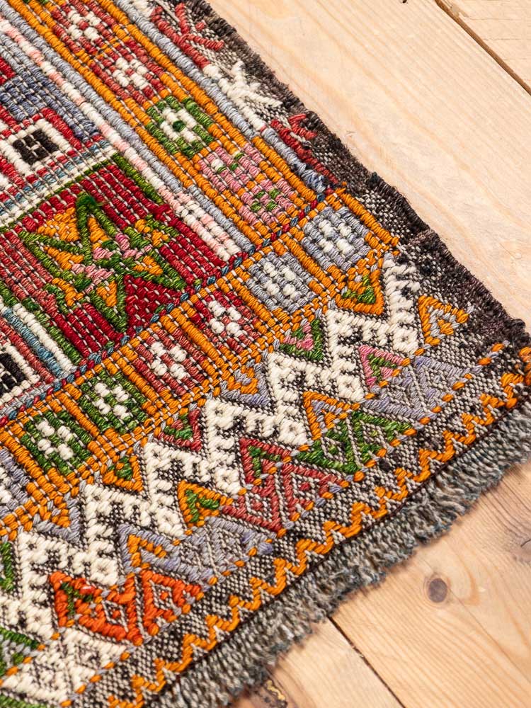 12877 Vintage Turkish Dazkiri Cicim Kilim Rug 156x180cm (5.1 x 5.10ft)