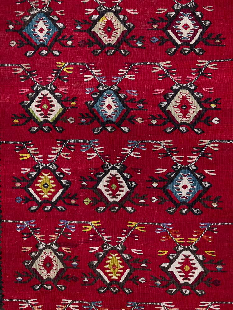 12880 Vintage Turkish Sarkoy Gocmen Kilim Rug 144x206cm (4.8 x 6.9ft)