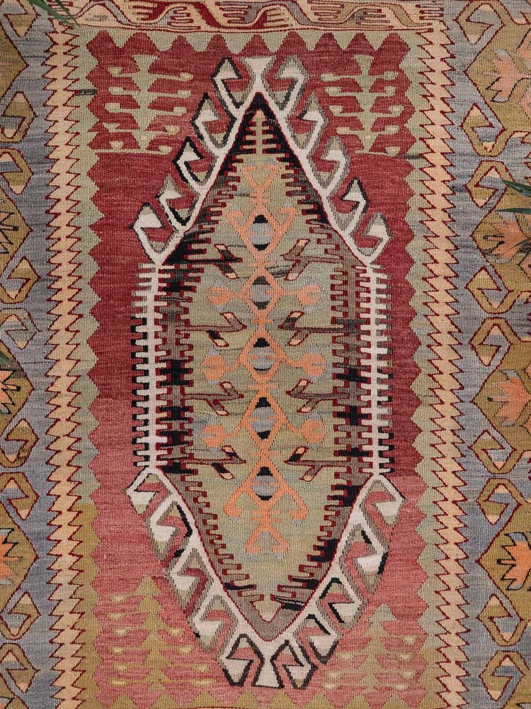 12882 Vintage Turkish Cal Kilim Rug 109x168cm (3.7 x 5.6ft)