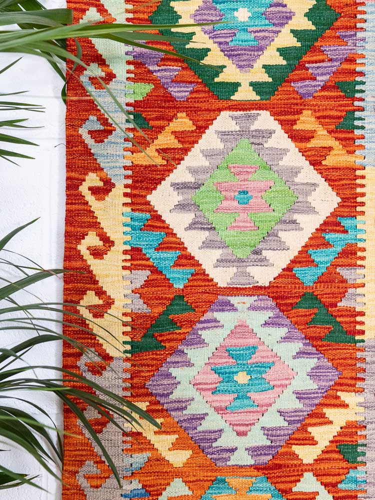 12890 Afghan Vegetable Dyed Kilim Runner Rug 61x173cm (2 x 5.8ft)