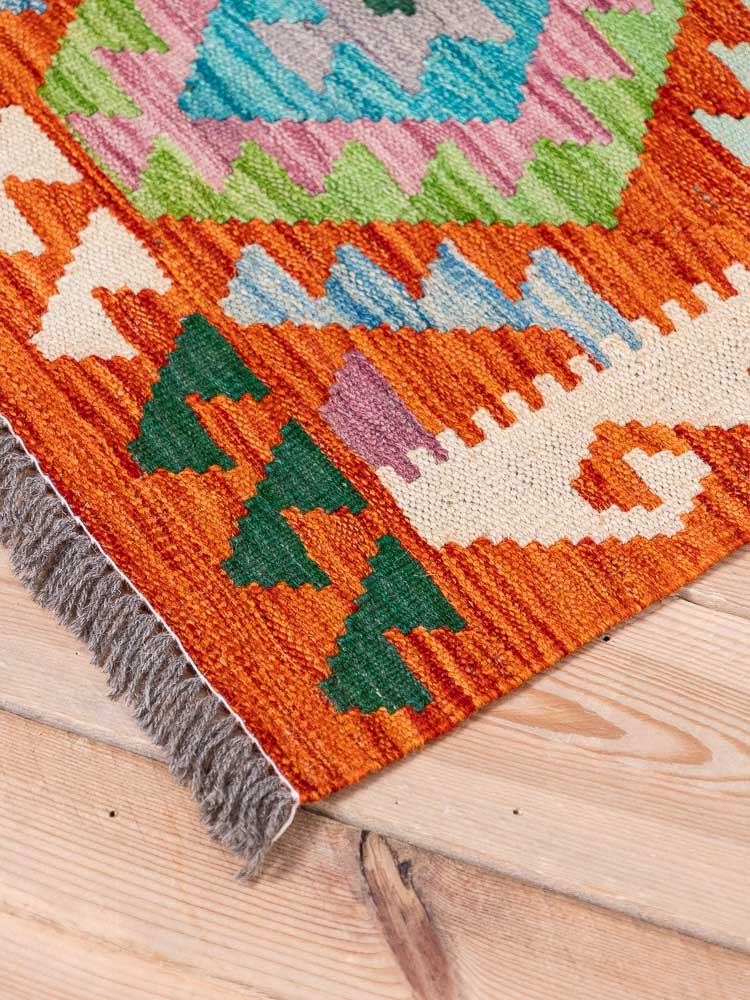 12890 Afghan Vegetable Dyed Kilim Runner Rug 61x173cm (2 x 5.8ft)