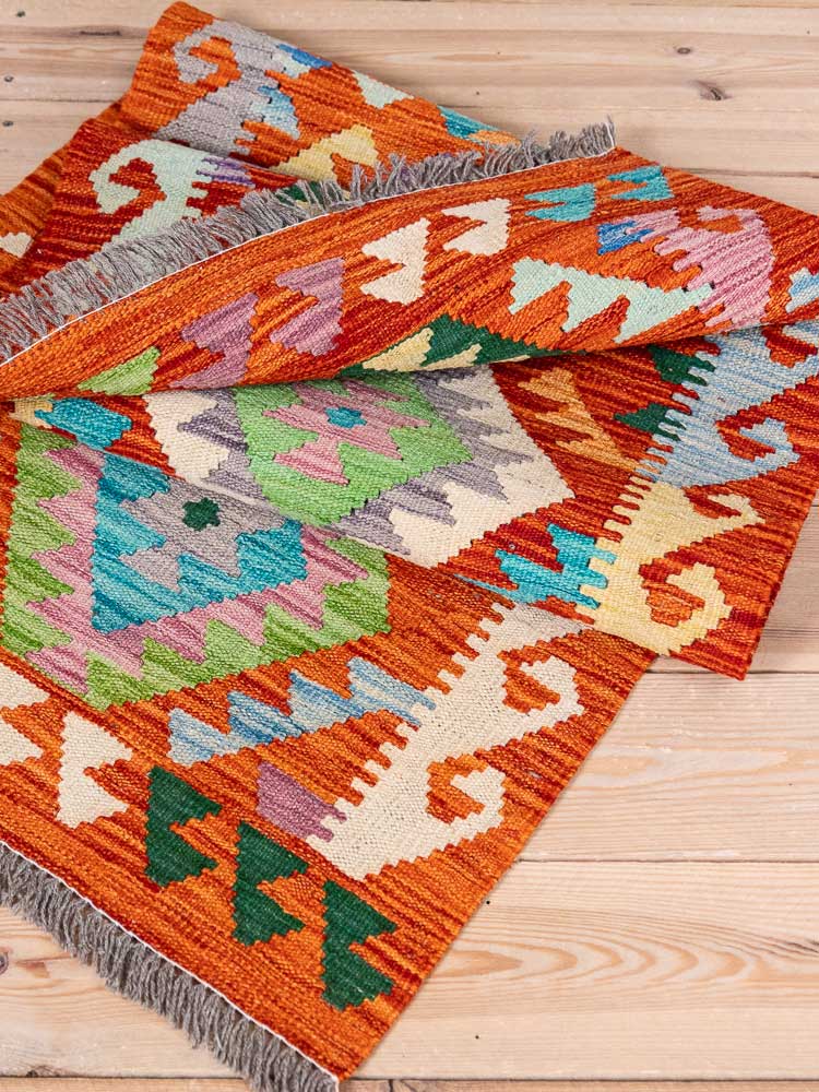 12890 Afghan Vegetable Dyed Kilim Runner Rug 61x173cm (2 x 5.8ft)