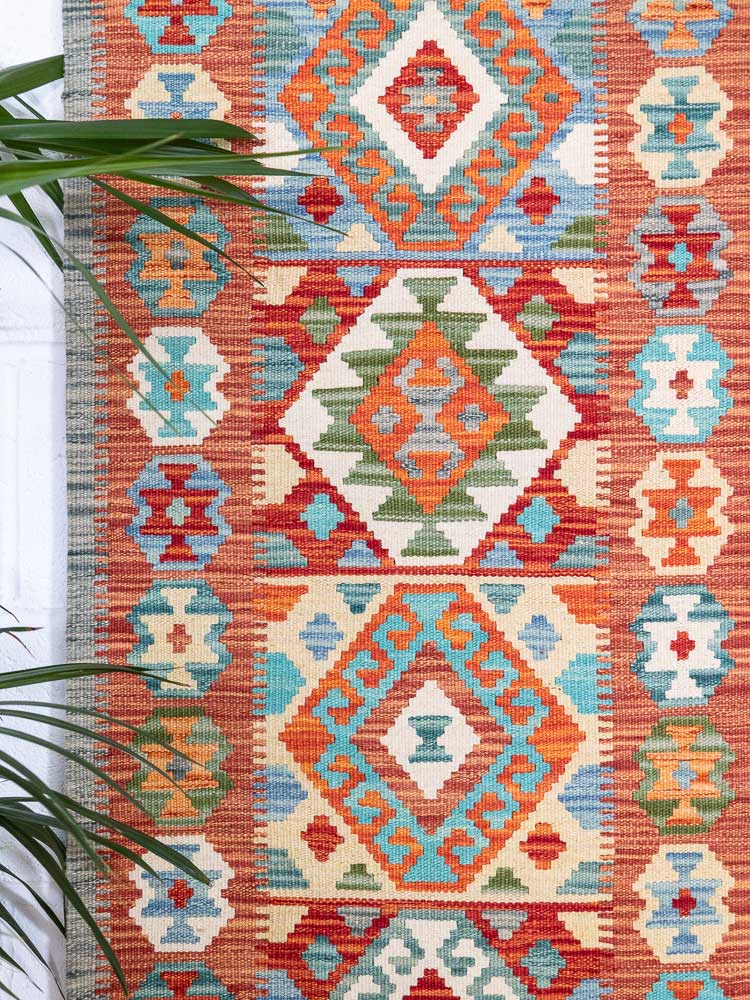 12891 Afghan Vegetable Dyed Kilim Runner Rug 61x193cm (2 x 6.4ft)