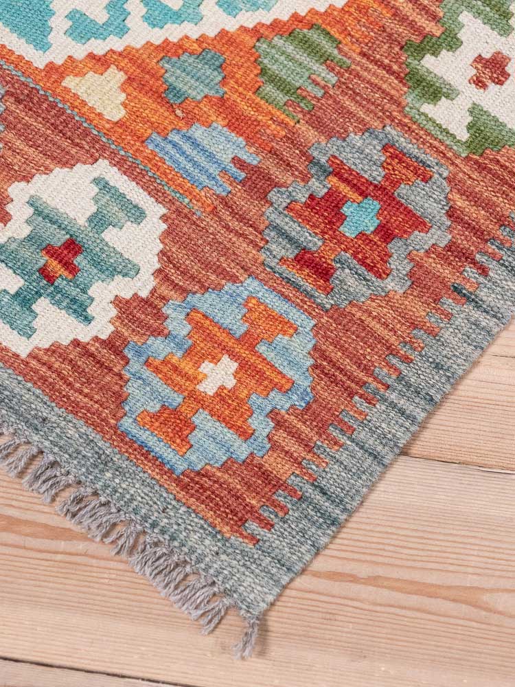 12891 Afghan Vegetable Dyed Kilim Runner Rug 61x193cm (2 x 6.4ft)