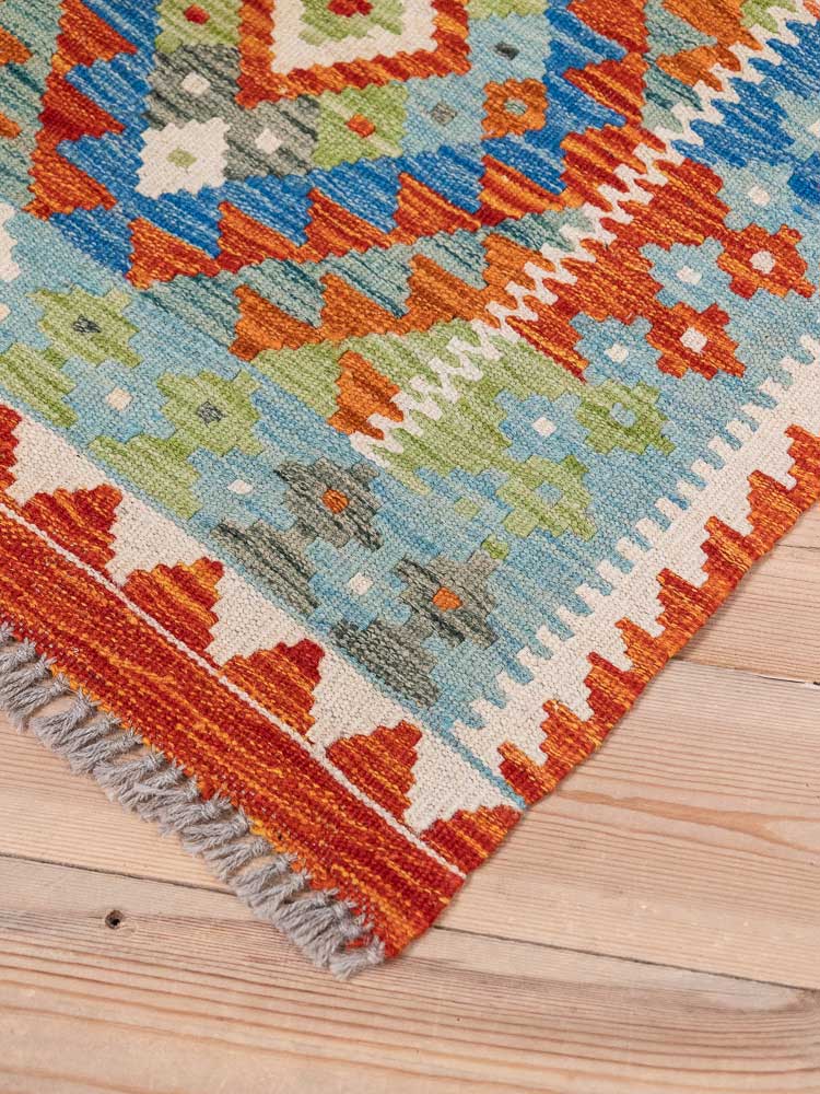 12892 Afghan Vegetable Dyed Kilim Runner Rug 63x194cm (2.0 x 6.4ft)