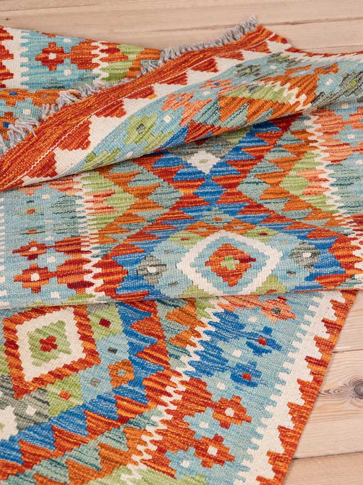 12892 Afghan Vegetable Dyed Kilim Runner Rug 63x194cm (2.0 x 6.4ft)