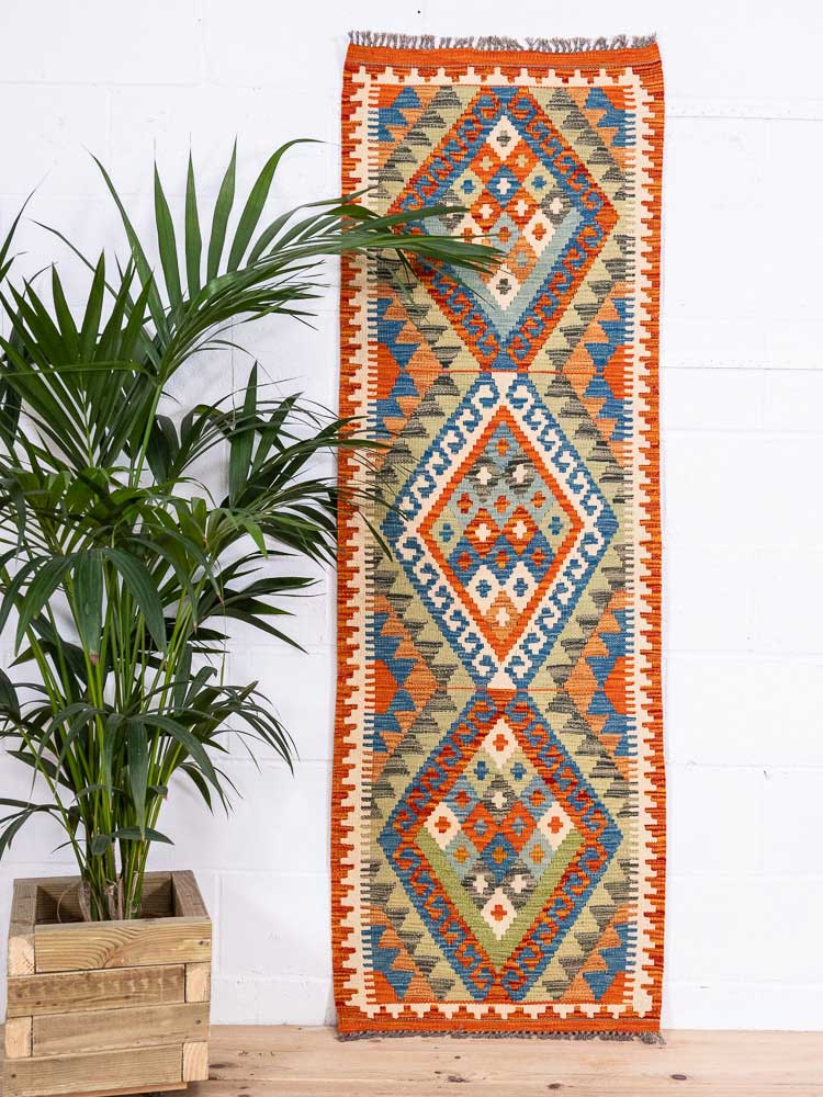 12894 Afghan Vegetable Dyed Kilim Runner Rug 69x202cm (2.3 x 6.7ft)