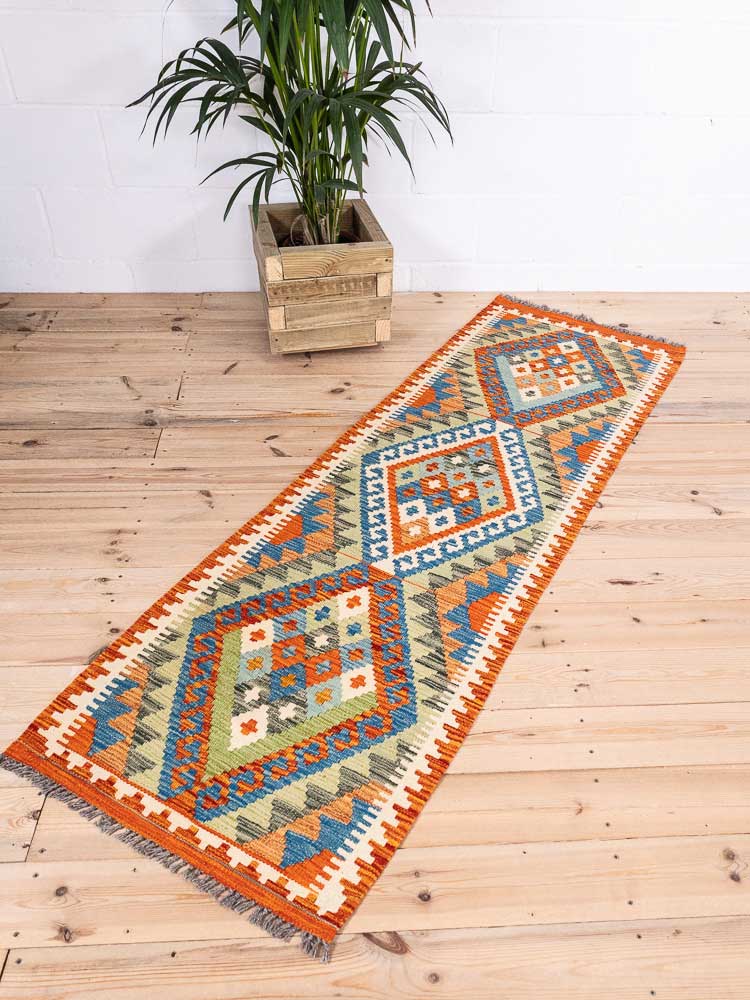 12894 Afghan Vegetable Dyed Kilim Runner Rug 69x202cm (2.3 x 6.7ft)