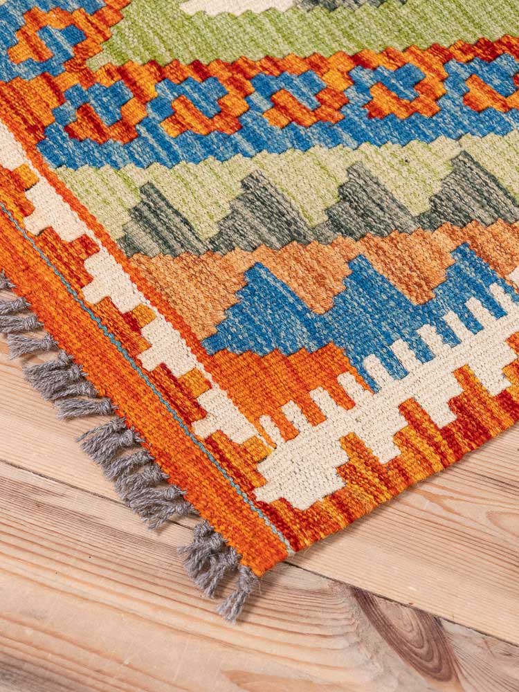 12894 Afghan Vegetable Dyed Kilim Runner Rug 69x202cm (2.3 x 6.7ft)