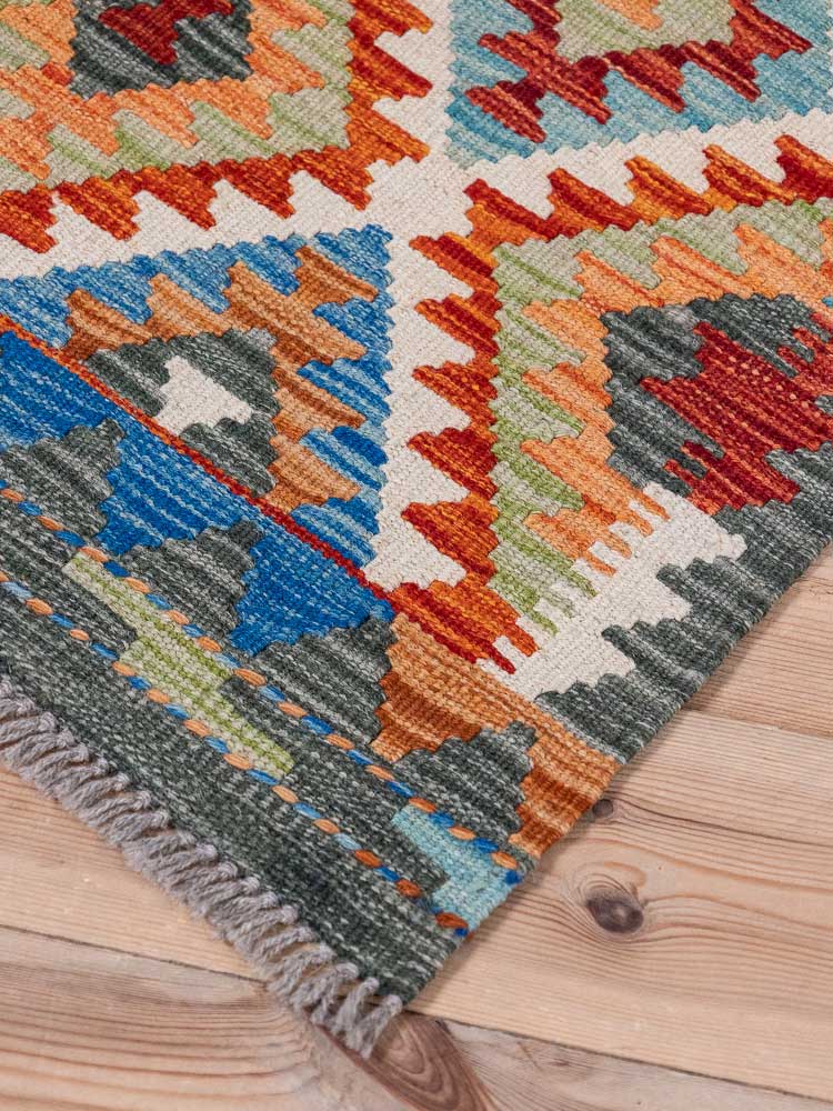 12896 Afghan Vegetable Dyed Kilim Runner Rug 65x191cm (2.1 x 6.3ft)