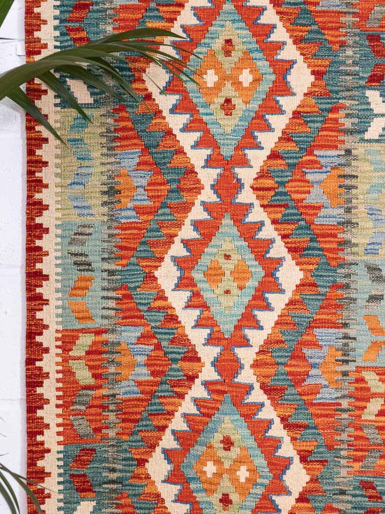 12898 Afghan Vegetable Dyed Kilim Runner Rug 68x198cm (2.2 x 6.6ft)