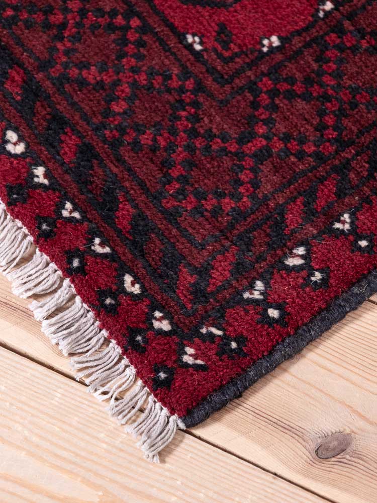 12899 Afghan Red Aq Chah Runner Rug 53x139cm (1.9 x 4.6ft)