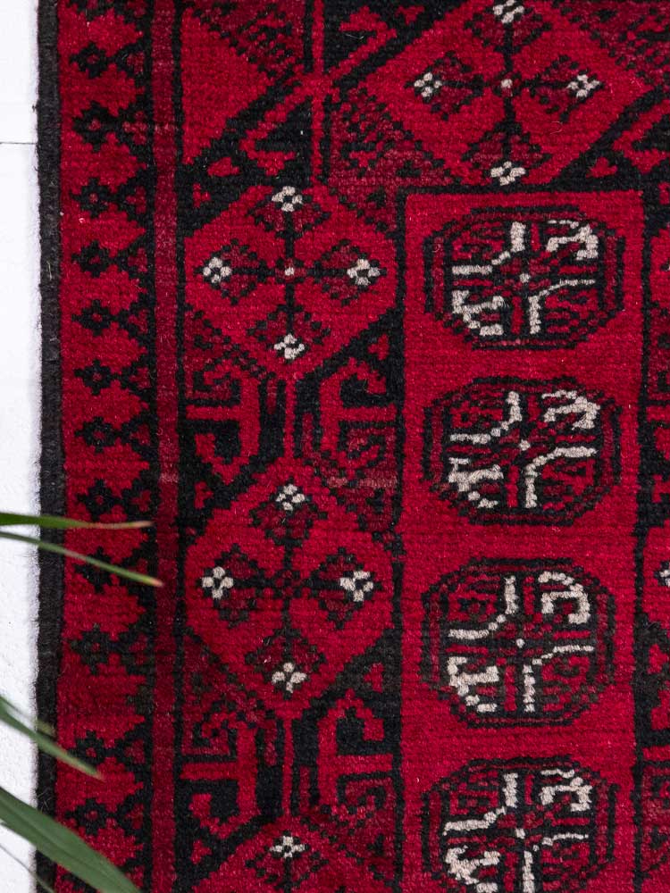 12900 Afghan Red Aq Chah Runner Rug 51x143cm (1.8 x 4.8ft)