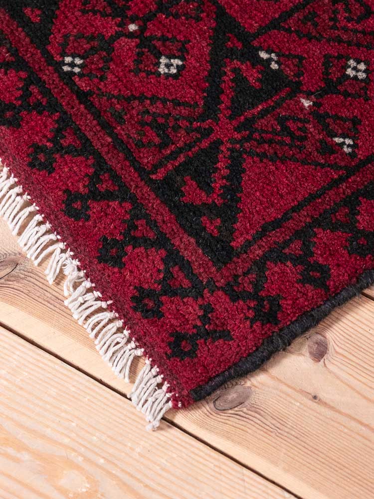 12900 Afghan Red Aq Chah Runner Rug 51x143cm (1.8 x 4.8ft)