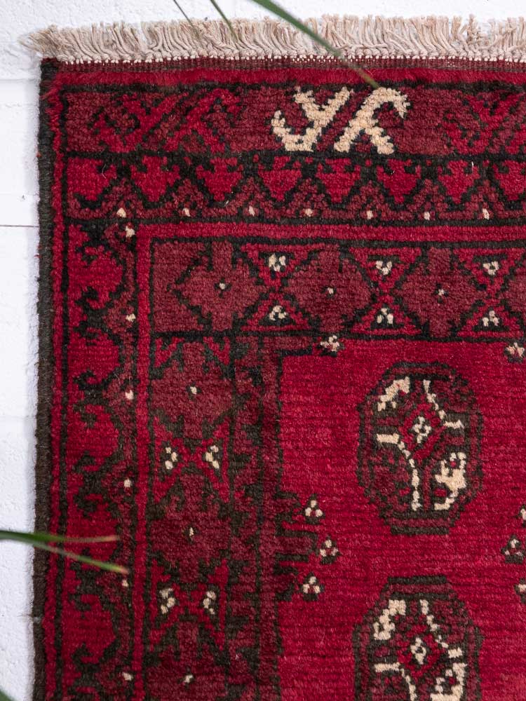 12901 Afghan Red Aq Chah Runner Rug 51x141cm (1.8 x 4.7ft)