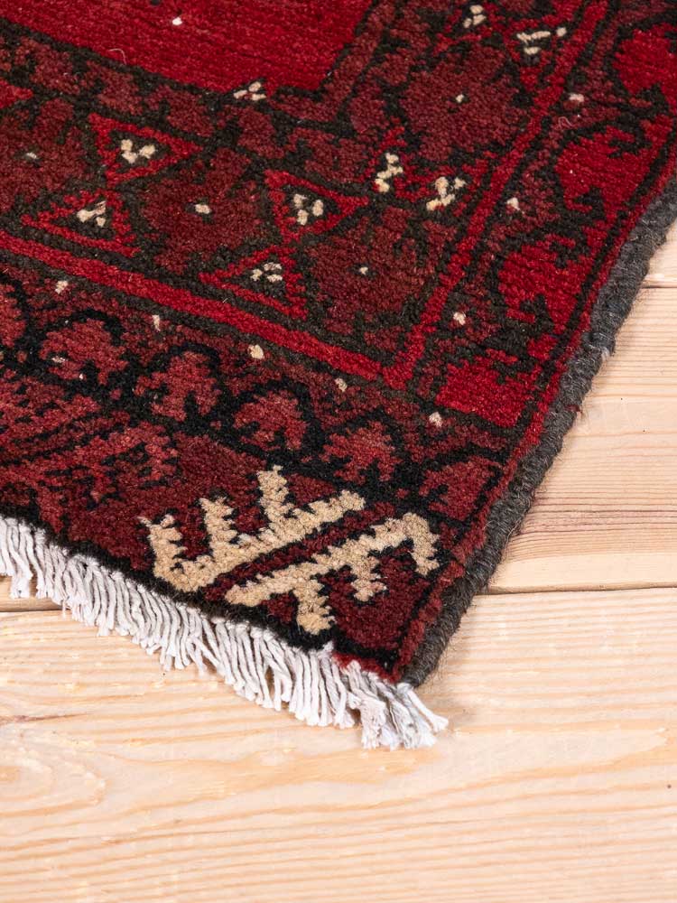 12901 Afghan Red Aq Chah Runner Rug 51x141cm (1.8 x 4.7ft)