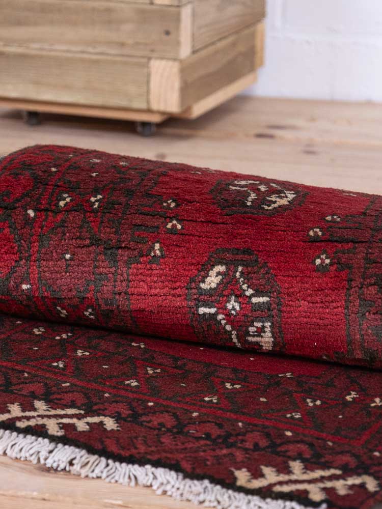 12901 Afghan Red Aq Chah Runner Rug 51x141cm (1.8 x 4.7ft)