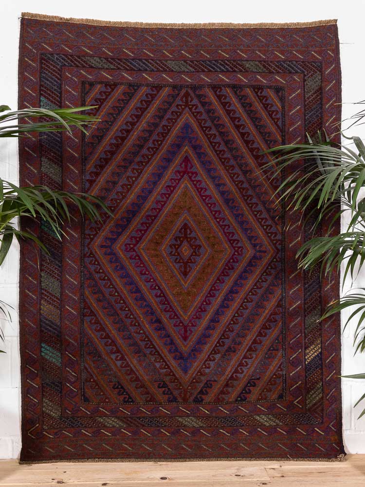 12906 Afghan Moshwani Mixed Weave Rug 146x199cm (4.9 x 6.6ft)