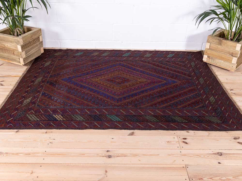 12906 Afghan Moshwani Mixed Weave Rug 146x199cm (4.9 x 6.6ft)