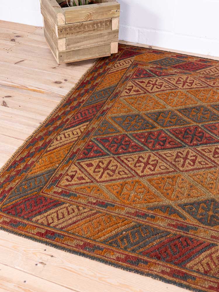 12907 Afghan Moshwani Mixed Weave Rug 152x189cm (4.11 x 6.2ft)