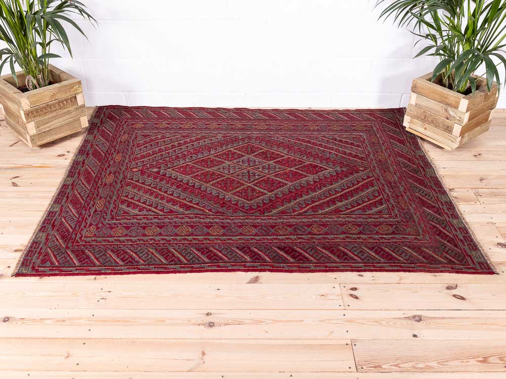 12908 Afghan Moshwani Mixed Weave Rug 152x189cm (4.11 x 6.2ft)