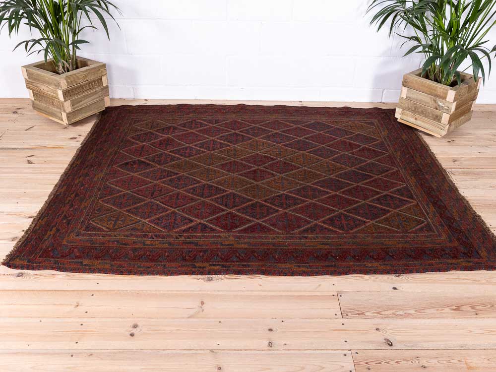 12909 Afghan Moshwani Mixed Weave Rug 164x200cm (5.4 x 6.6ft)