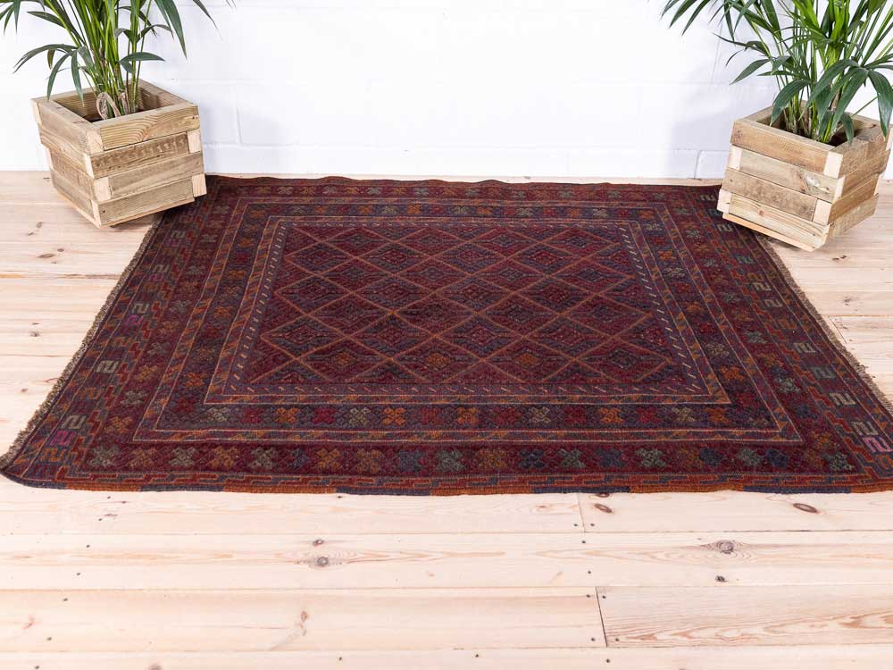 12910 Afghan Moshwani Mixed Weave Rug 153x188cm (5 x 6.2ft)