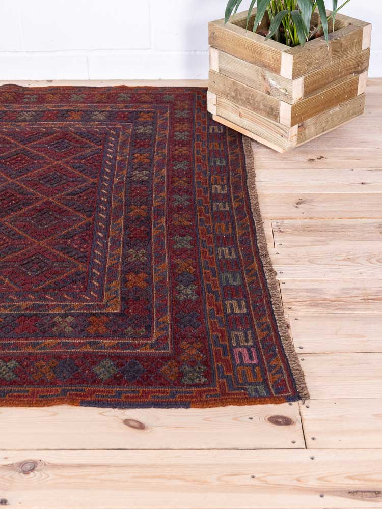 12910 Afghan Moshwani Mixed Weave Rug 153x188cm (5 x 6.2ft)