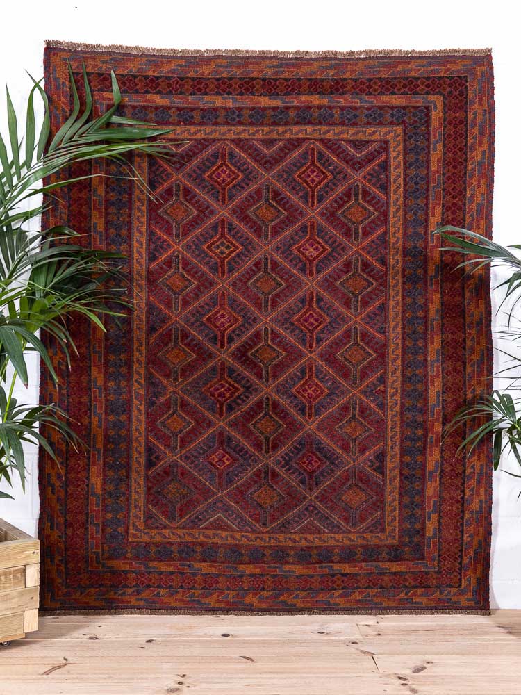 12911 Afghan Moshwani Mixed Weave Rug 159x192cm (5.2 x 6.3ft)