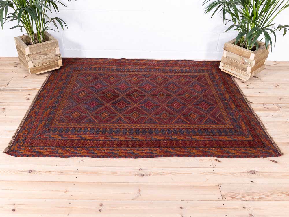 12911 Afghan Moshwani Mixed Weave Rug 159x192cm (5.2 x 6.3ft)