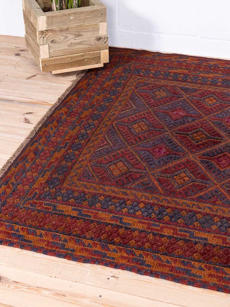 12911 Afghan Moshwani Mixed Weave Rug 159x192cm (5.2 x 6.3ft)