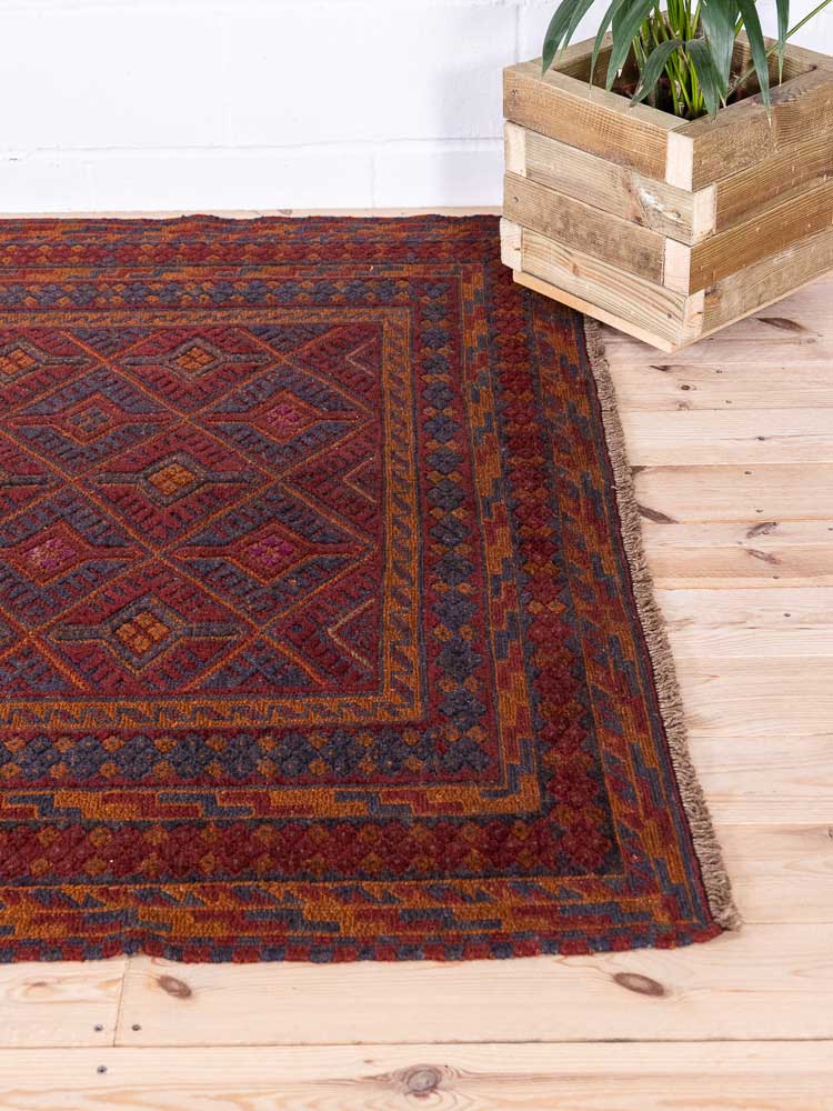 12911 Afghan Moshwani Mixed Weave Rug 159x192cm (5.2 x 6.3ft)