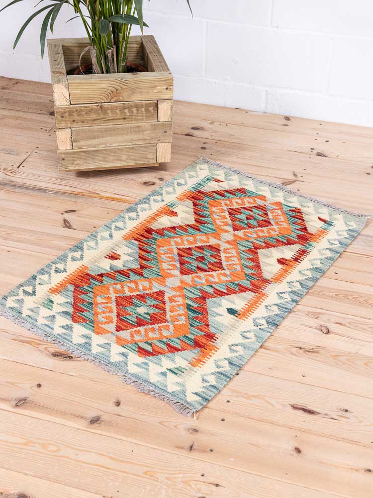 12913 Afghan Vegetable Dyed Kilim Rug 60x89cm (1.11 x 2.11ft)