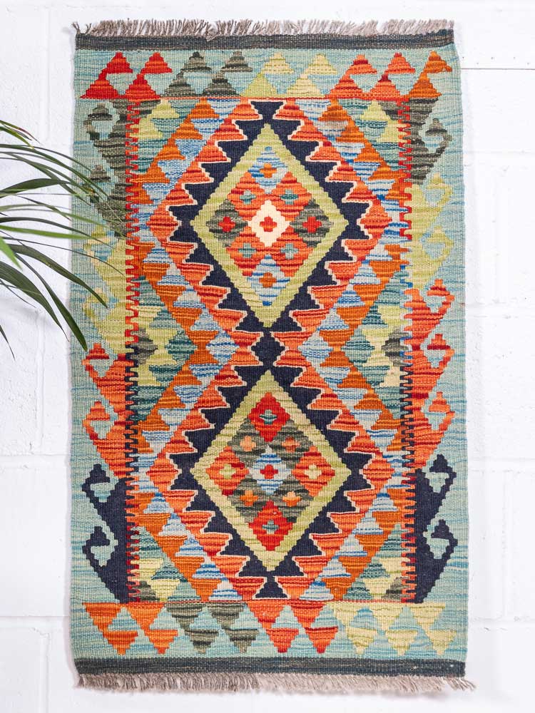 12915 Afghan Vegetable Dyed Kilim Rug 58x95cm (1.11 x 3.1ft)