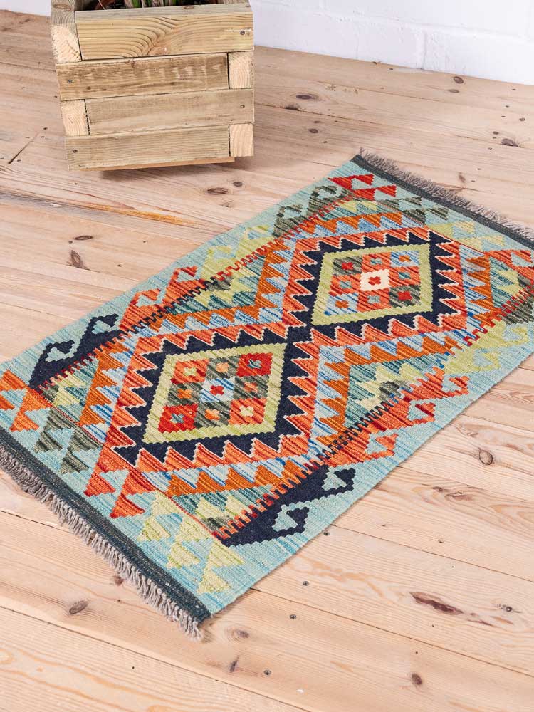 12915 Afghan Vegetable Dyed Kilim Rug 58x95cm (1.11 x 3.1ft)