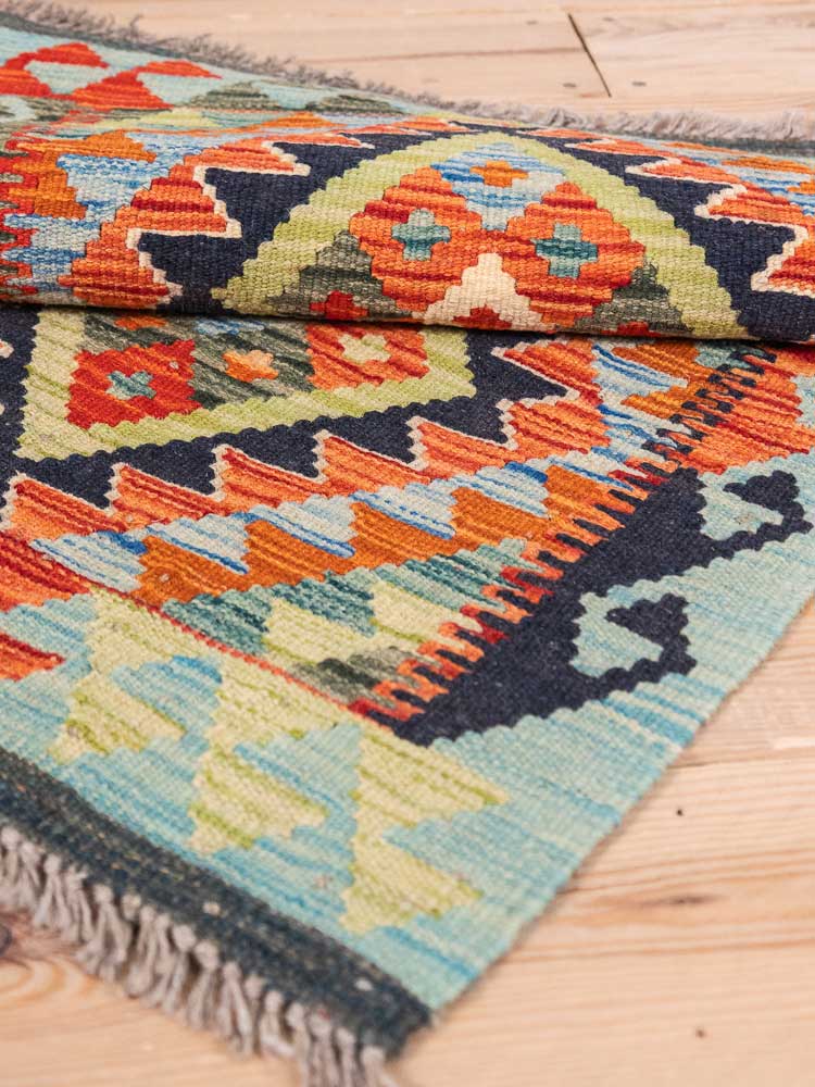 12915 Afghan Vegetable Dyed Kilim Rug 58x95cm (1.11 x 3.1ft)