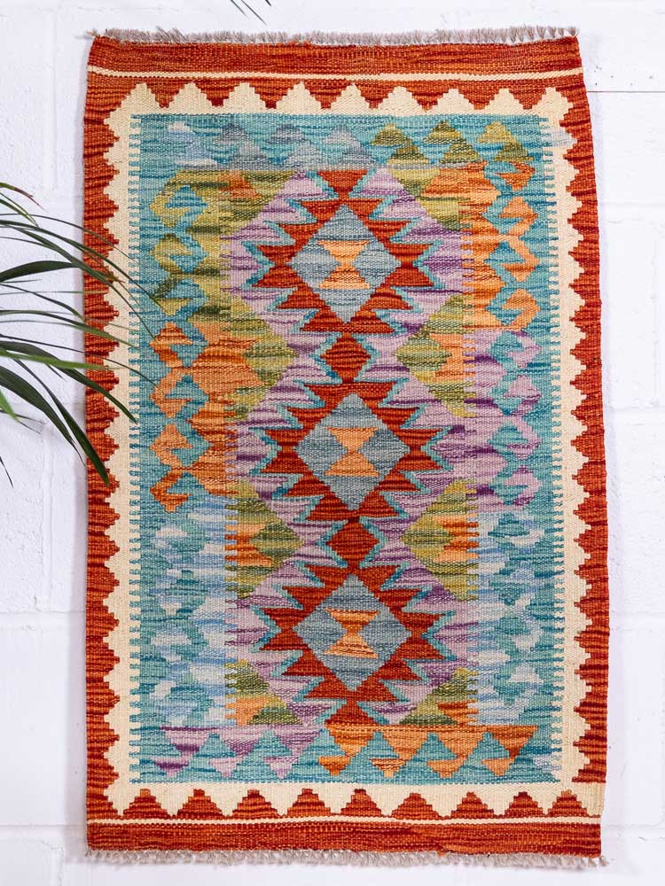 12916 Afghan Vegetable Dyed Kilim Rug 58x90cm (1.11 x 2.11ft)