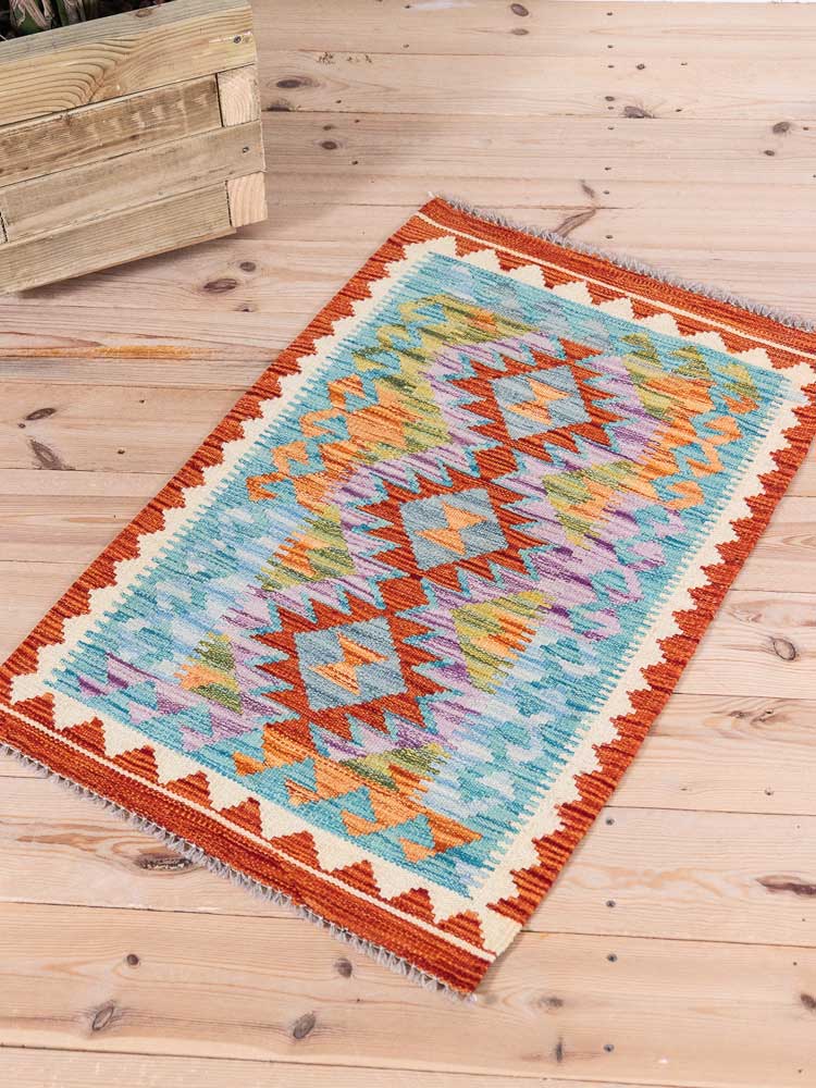 12916 Afghan Vegetable Dyed Kilim Rug 58x90cm (1.11 x 2.11ft)