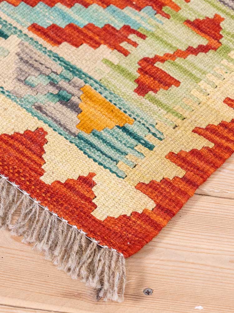 12919 Small Afghan Vegetable Dyed Kilim Rug 62x89cm (2.0 x 2.11ft)