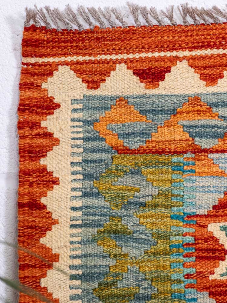 12920 Small Afghan Vegetable Dyed Kilim Rug 63x90cm (2.0 x 2.11ft)