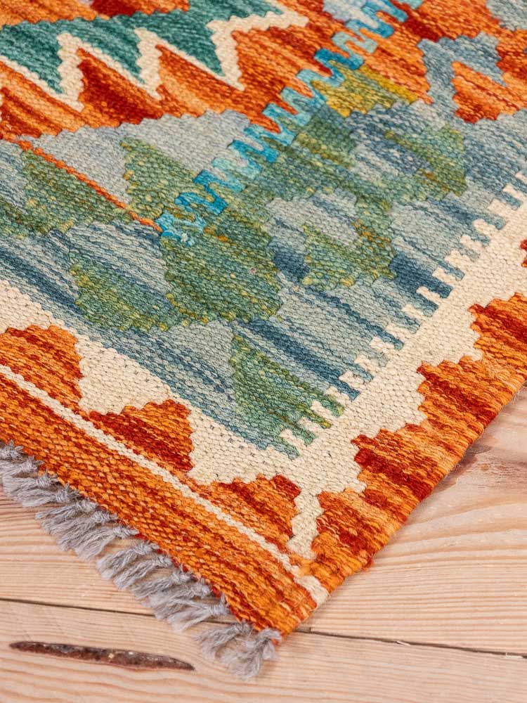 12920 Small Afghan Vegetable Dyed Kilim Rug 63x90cm (2.0 x 2.11ft)