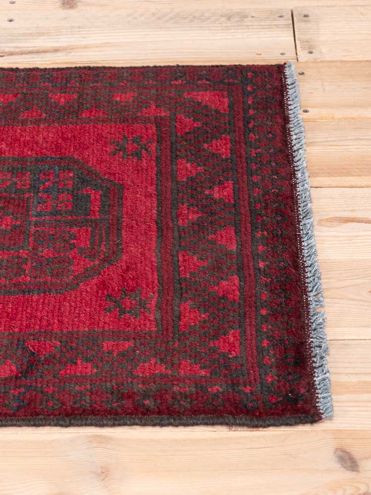 12930 Afghan Red Aq Chah Runner Rug 62x194cm (2.0 x 6.4ft)