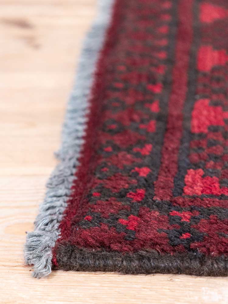 12930 Afghan Red Aq Chah Runner Rug 62x194cm (2.0 x 6.4ft)