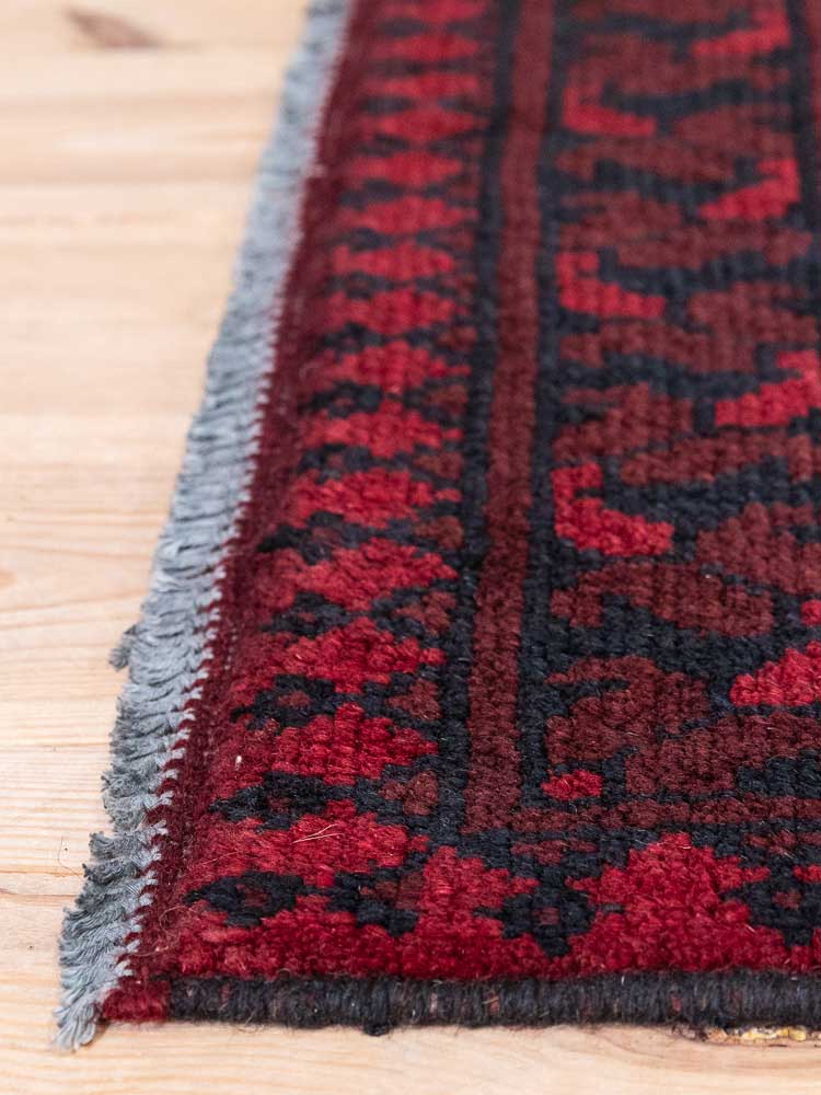 12931 Afghan Red Aq Chah Runner Rug 64x198cm (2.1 x 6.6ft)