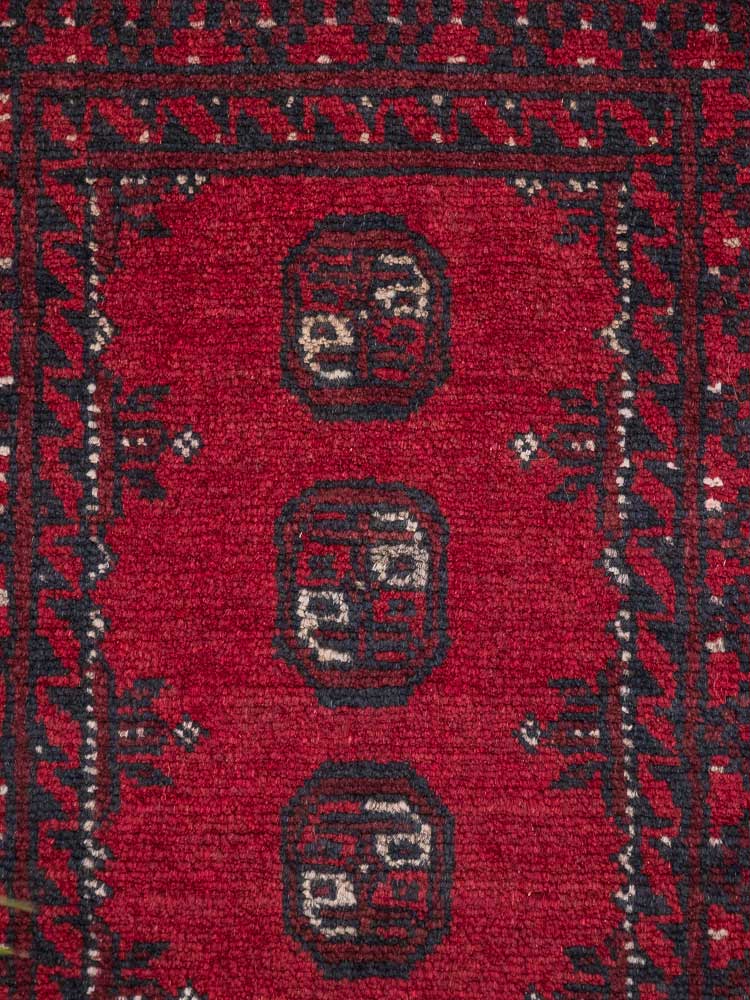 12932 Afghan Red Aq Chah Runner Rug 69x194cm (2.3 x 6.4ft)