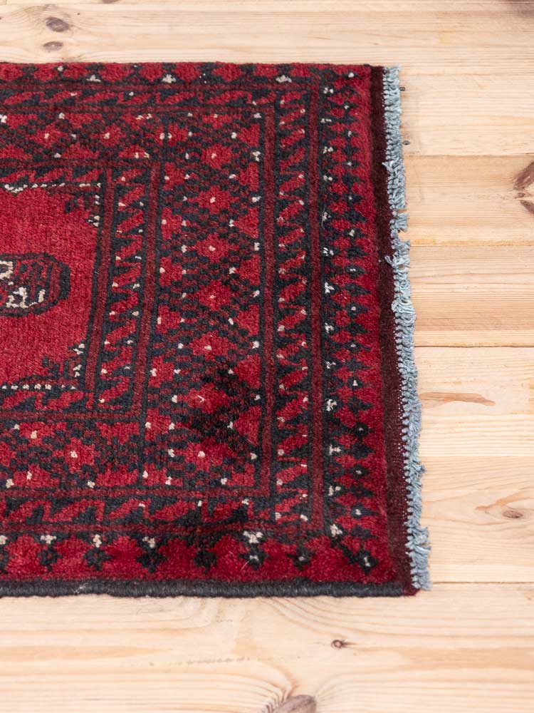 12932 Afghan Red Aq Chah Runner Rug 69x194cm (2.3 x 6.4ft)