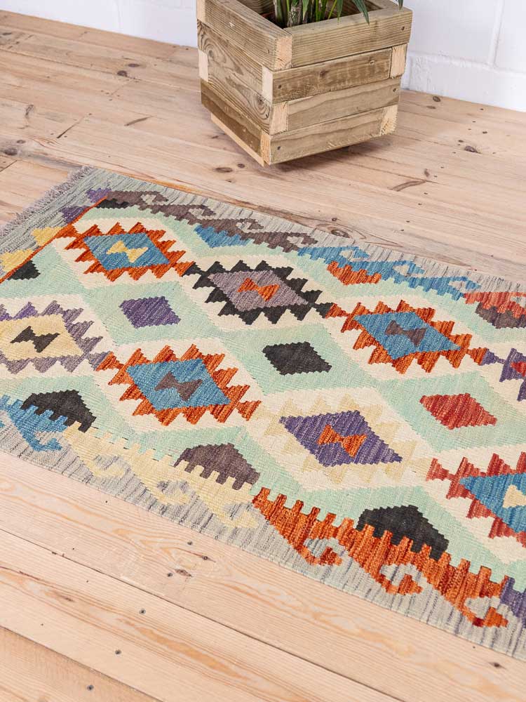 12934 Long Afghan Vegetable Dyed Kilim Runner Rug 82x292cm (2.8 x 9.7cm)