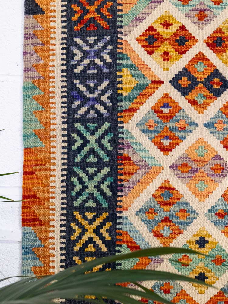 12937 Long Afghan Vegetable Dyed Kilim Runner Rug 82x393cm (2.8 x 12.10ft)