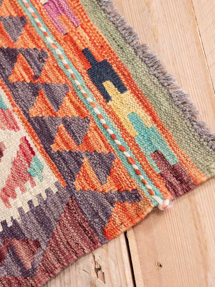 12938 Long Afghan Vegetable Dyed Kilim Runner Rug 84x388cm (2.9 x 12.9ft)