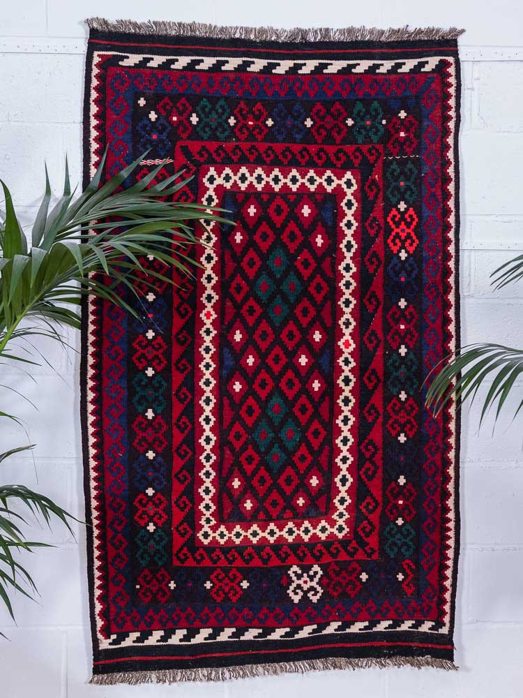 12943 Fine Vintage Afghan Ghalmouri Kilim Rug 104x175cm (3.5 x 5.8ft)